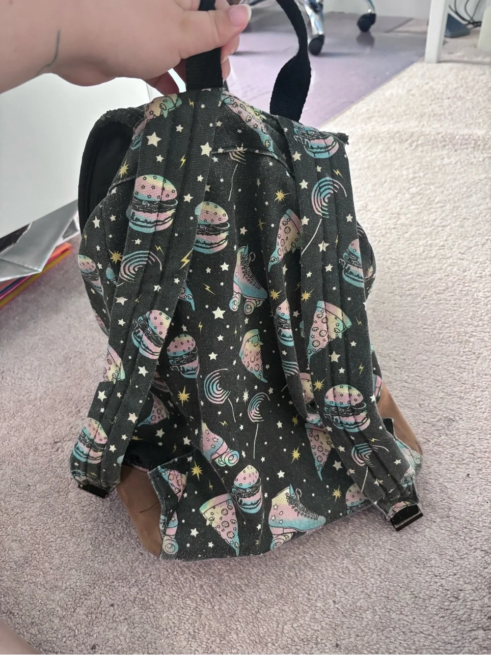 Mossimo Supply Co. Black Drawstring Backpack with Pastel Galaxy Accents